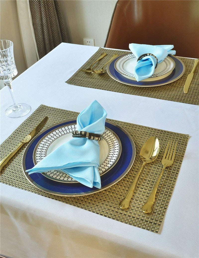 Cieltown Light Blue Cloth Napkins 1-Dozen, Solid Washable Fabric Napkins Set of 12, Perfect for Weddings, Parties, Holiday Dinner (17 x 17-Inch, Baby Blue) - Image 5